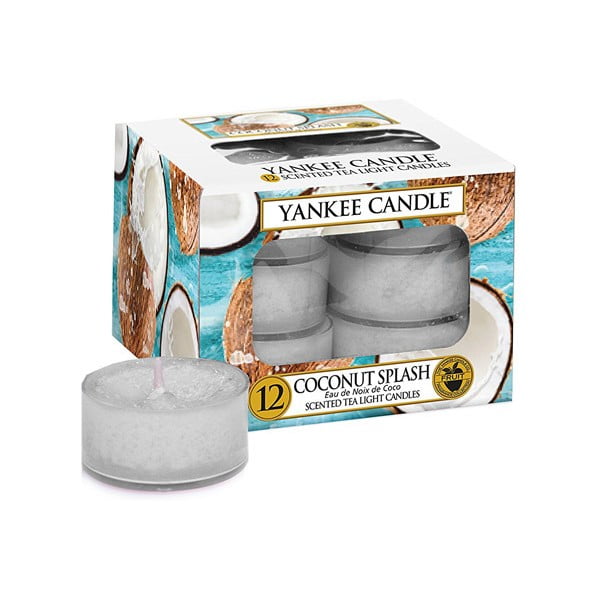 Zestaw 12 świeczek zapachowych Yankee Candle Coconut Splash, 4 h