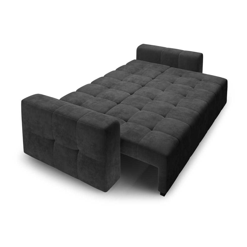 Ciemnoszara aksamitna rozkładana sofa Milo Casa Luca