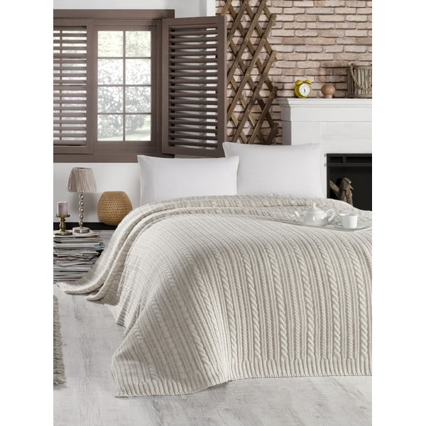 Jasnoszara narzuta na łóżko z domieszką bawełny Homemania Decor Camila, 220x240 cm