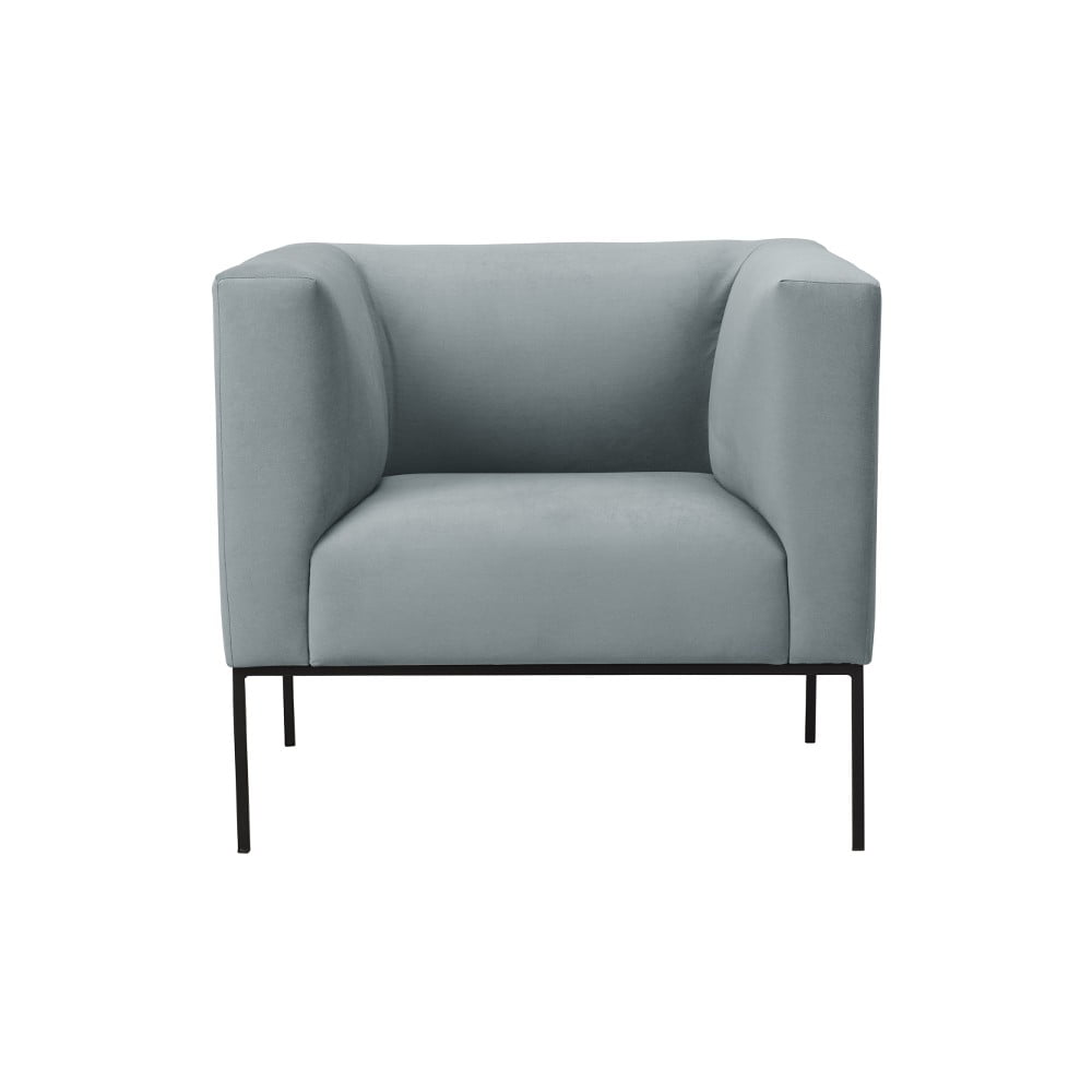 Jasnoszary fotel z czarną metalową kosntrukcją Windsor & Co Sofas Neptune