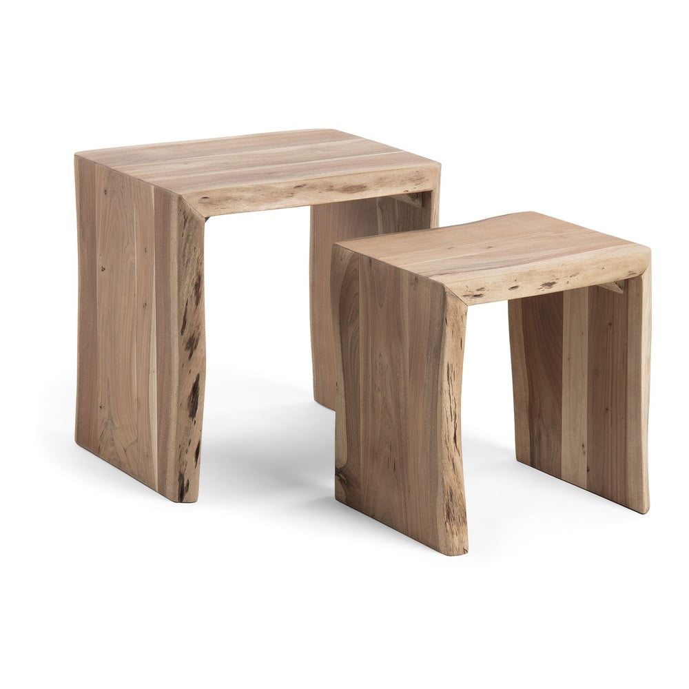 Stoliki zestaw z litego drewna akacjowego 2 szt. 42x50 cm Zuleika – Kave Home