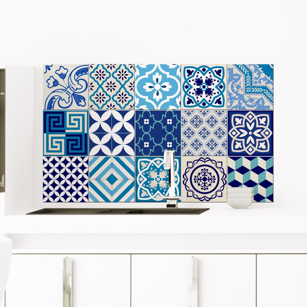 Zestaw 15 naklejek dekoracyjnych Ambiance Azur, 10x10 cm