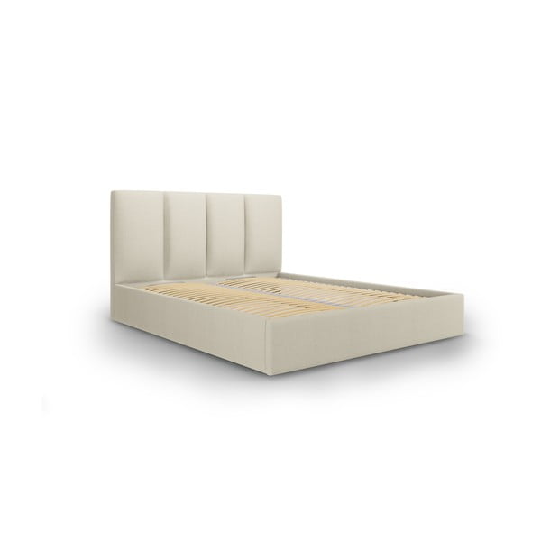Beżowe łóżko dwuosobowe Mazzini Beds Juniper, 180x200 cm