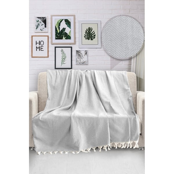 Jasnoszara bawełniana narzuta na łóżko Viaden HN, 170x230 cm