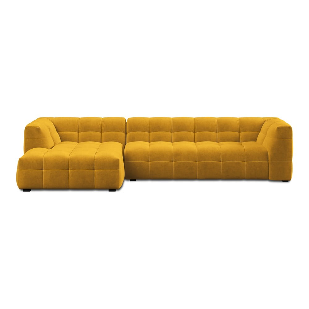 Żółty aksamitny narożnik Windsor & Co Sofas Vesta, lewostronny