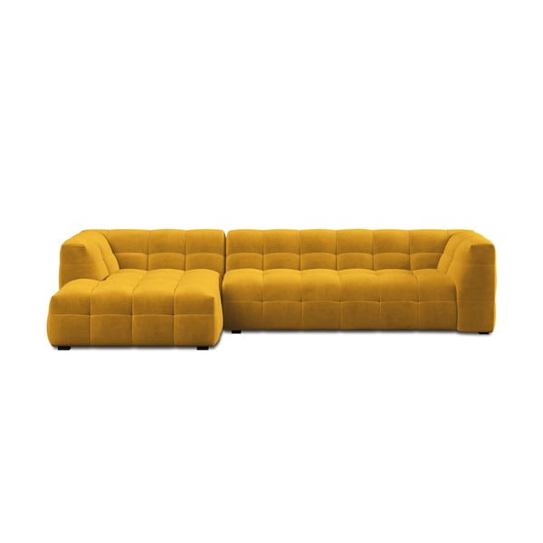 Żółty aksamitny narożnik Windsor & Co Sofas Vesta, lewostronny