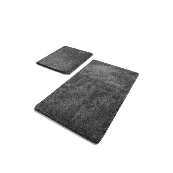Zestaw 2 ciemnoszarych prostokątnych dywaników łazienkowych Chilai