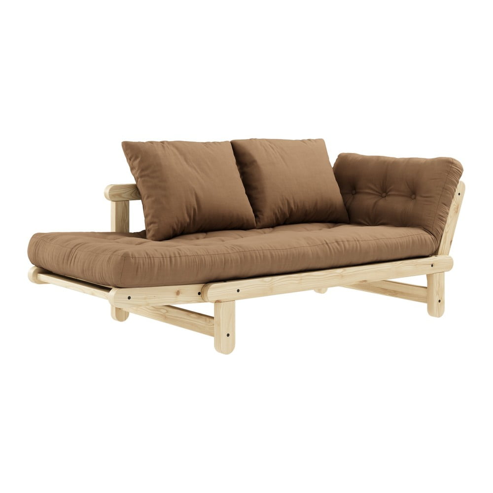 Sofa rozkładana z brązowym pokryciem Karup Design Beat Natural/Mocca