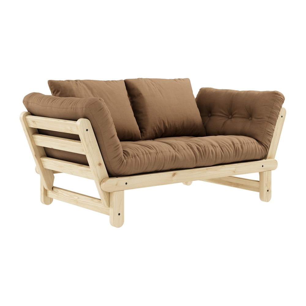 Sofa rozkładana z brązowym pokryciem Karup Design Beat Natural/Mocca