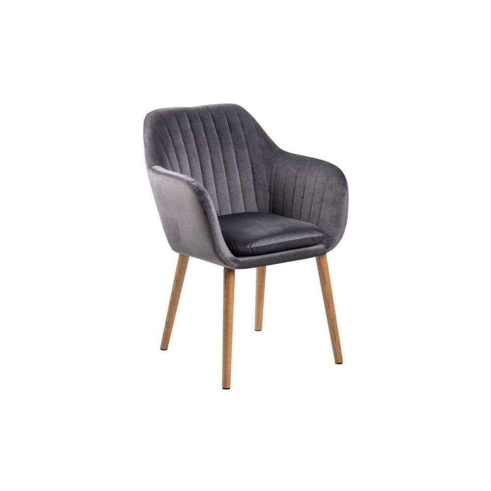 Ciemnoszare krzesło z drewnianymi nogami Bonami Essentials Emilia I