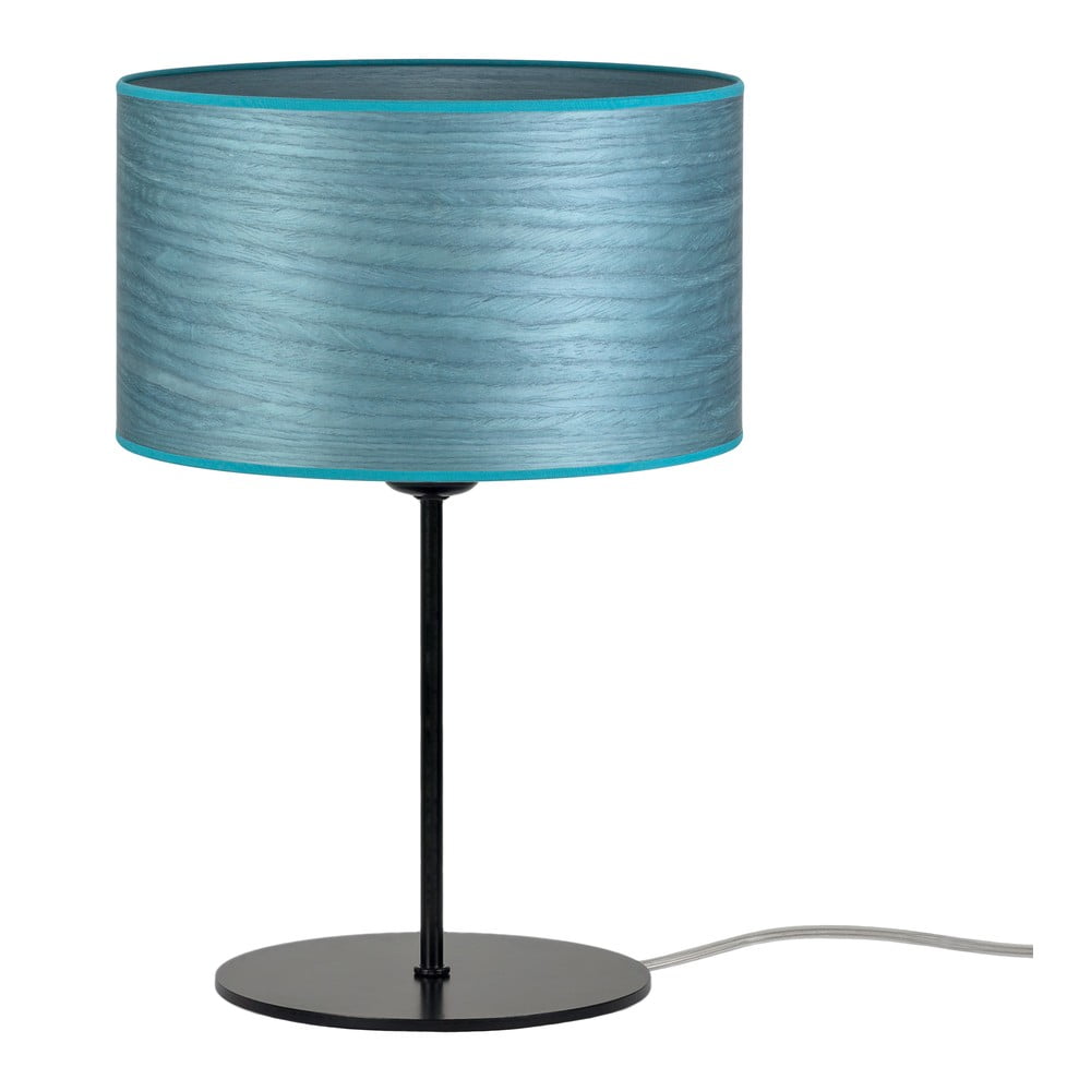 Niebieska lampa stołowa z naturalnego forniru Bulb Attack Ocho S, ⌀ 25 cm
