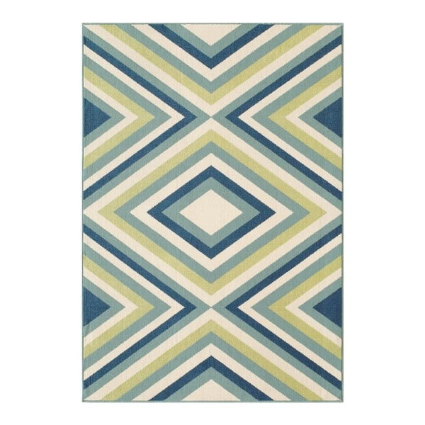 Niebiesko-zielony dywan odpowiedni na zewnątrz Floorita Rombi, 133x190 cm