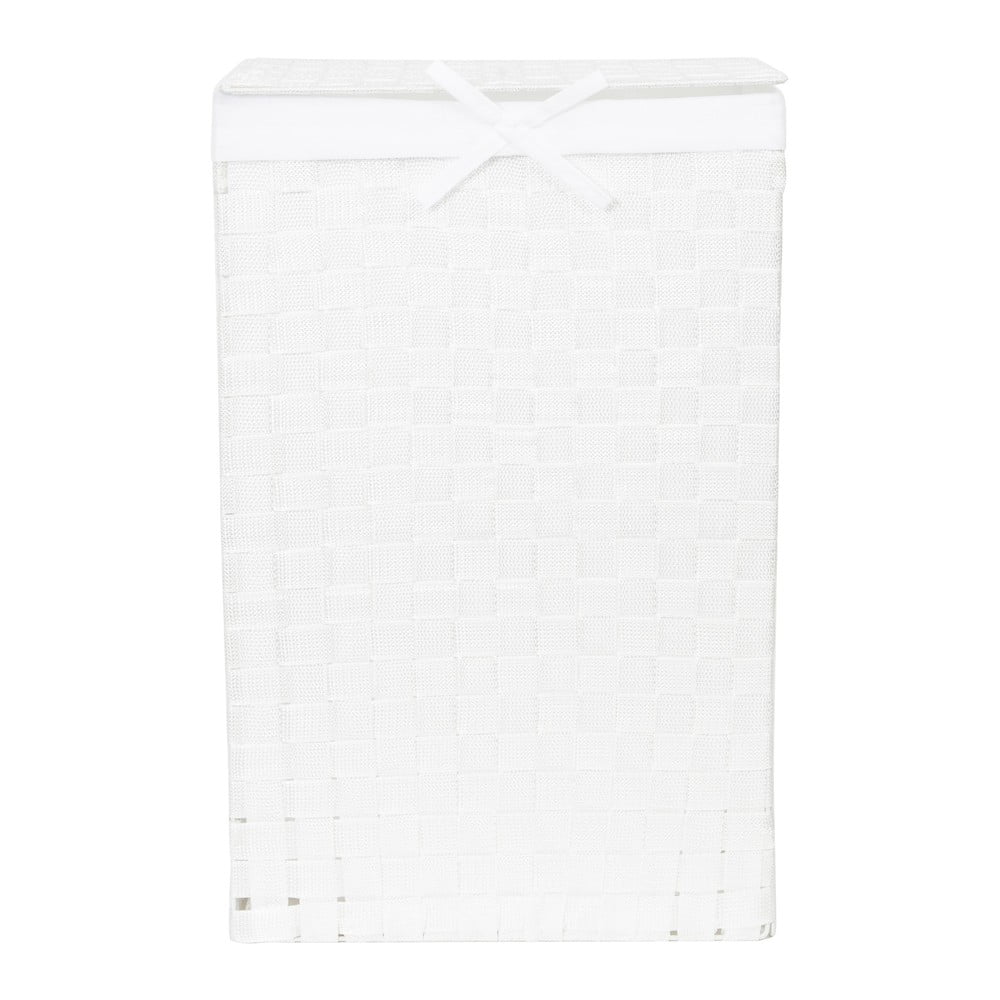Biały kosz na pranie z pokrywką Compactor Laundry Basket Linen, wys. 60 cm
