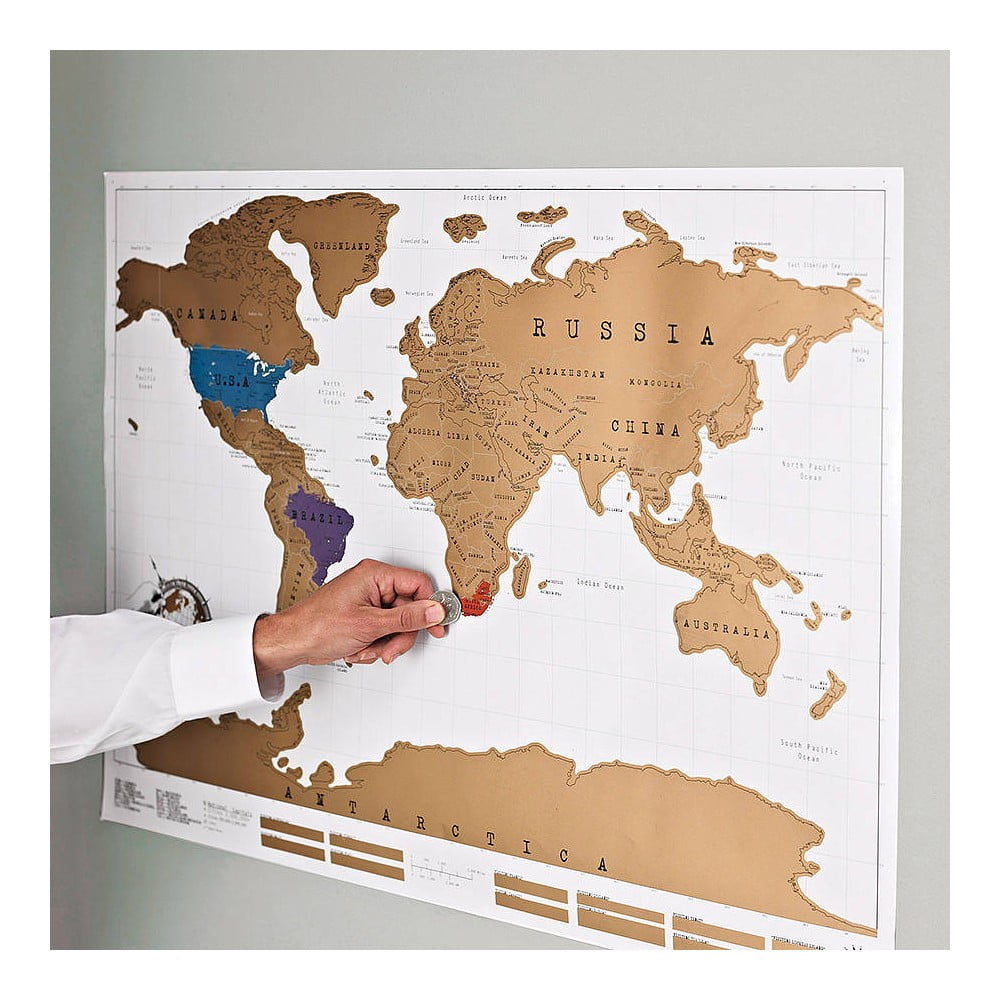 Фото - Інший інтер'єр і декор MAP Mapa do zdrapywania 88x52 cm – Ambiance biały,brązowy 