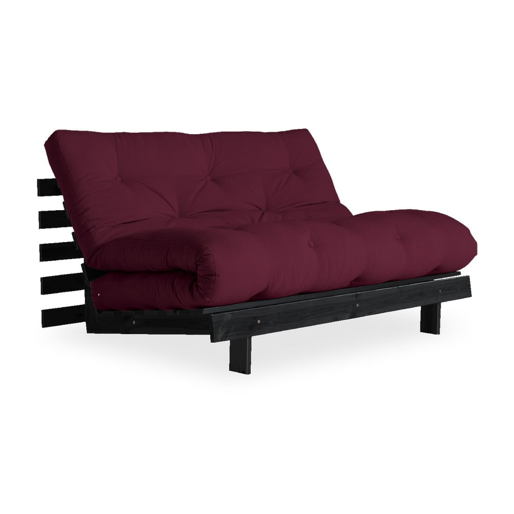Sofa rozkładana z ciemnoczerwonym obiciem Karup Design Roots Black/Bordeaux