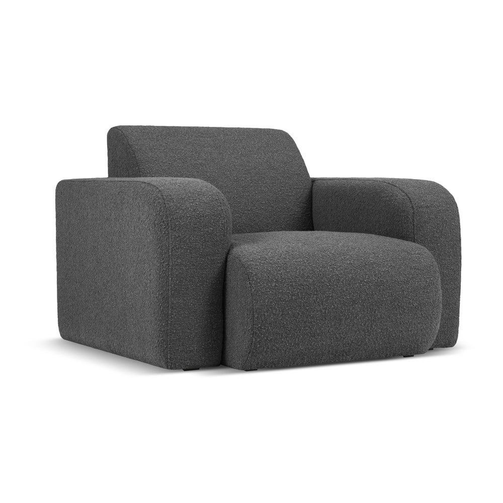 Ciemnoszary fotel z materiału bouclé Molino – Micadoni Home