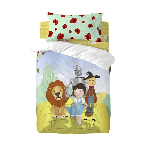 Dziecięca bawełniana poszwa na kołdrę i poduszkę Mr. Fox Yellow Bricks, 100x120 cm