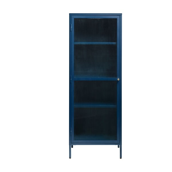 Niebieskia metalowa witryna Unique Furniture Bronco, wys. 160 cm