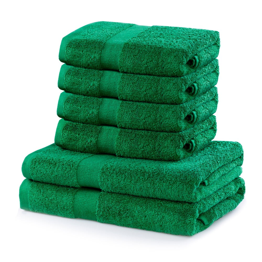 Komplet 6 zielonych bawełnianych ręczników DecoKing Marina