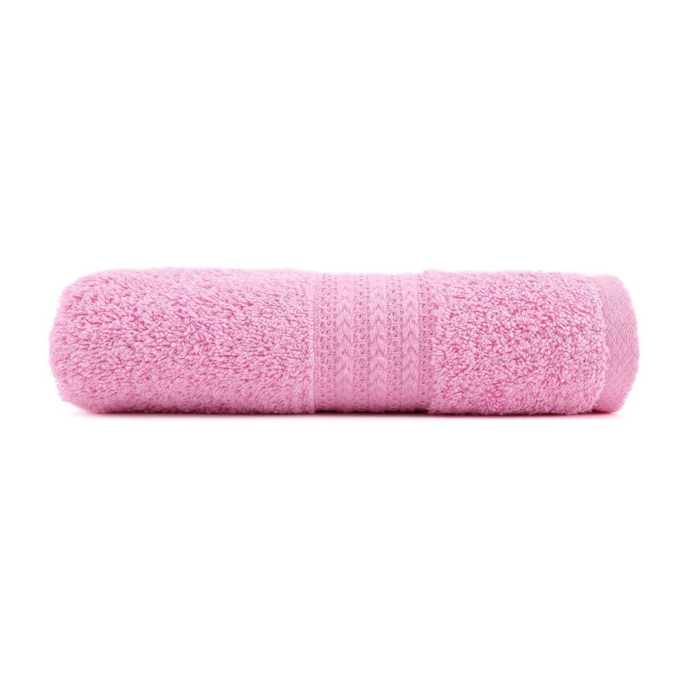Różowy ręcznik z czystej bawełny Sunny, 70x140 cm
