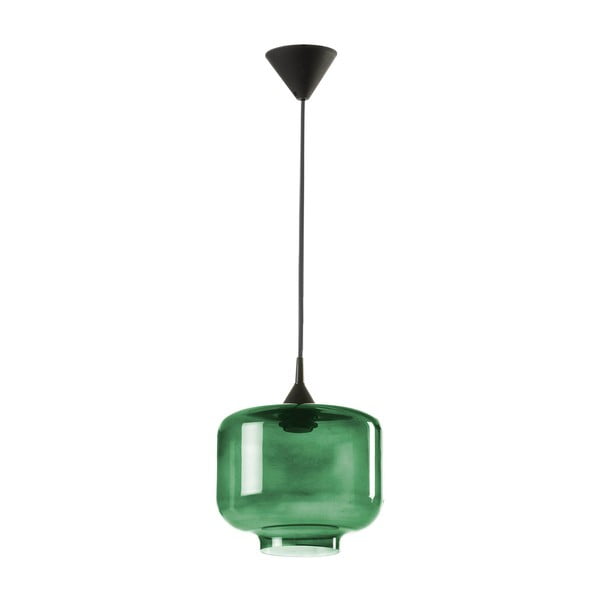 Czarna lampa wisząca z zielonym szklanym kloszem Tierra Bella Ambar, ø 25 cm