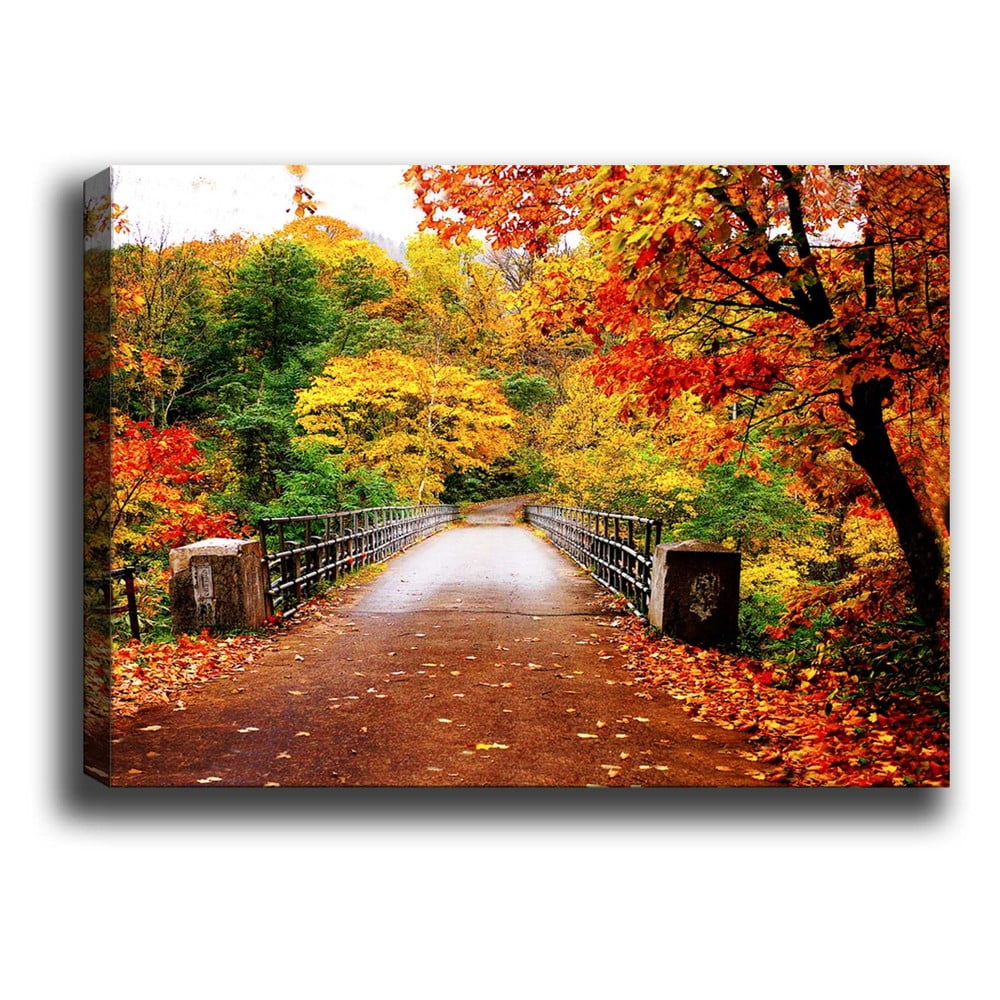 Фото - Картина Obraz Tablo Center Autumn Bridge, 70x50 cm kolorowy