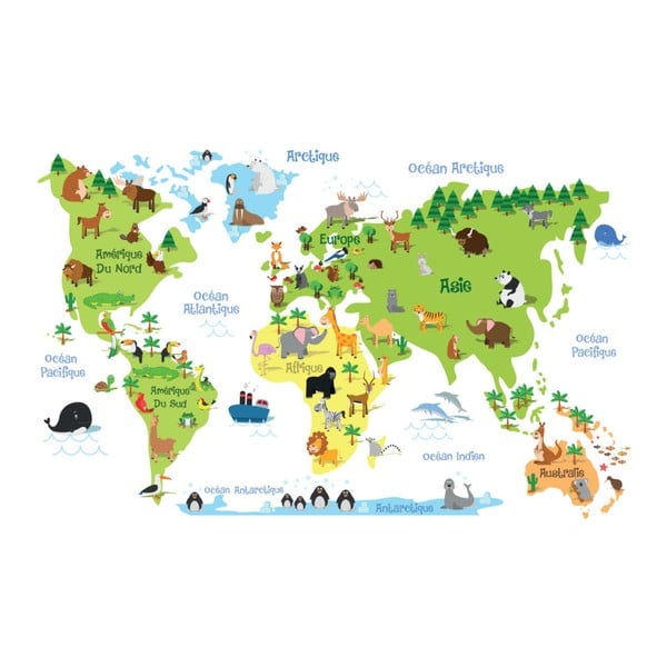 Naklejka ścienna Ambiance Childrens World Map