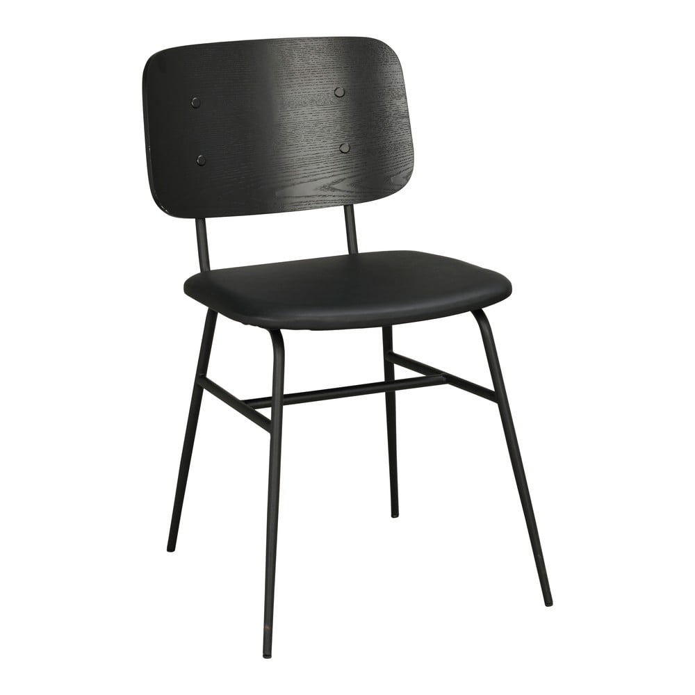 Czarne krzesło z czarnym siedziskiem Rowico Brent