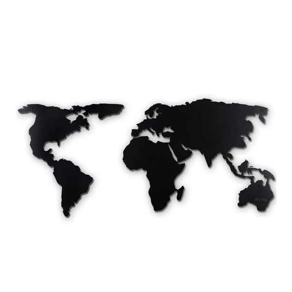 Czarna metalowa dekoracja ścienna World Map XL