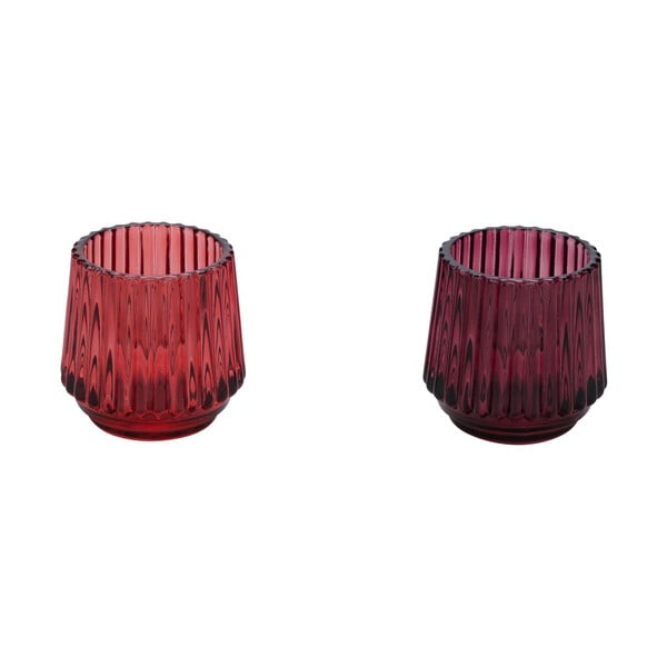 Zestaw 2 czerwonych szklanych świeczników na tealighty Ego Dekor, ø 7 cm