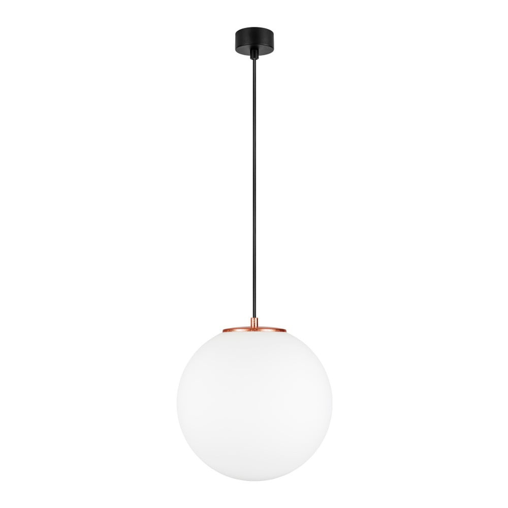 Biała lampa wisząca z miedzianą obwódką Sotto Luce TSUKI L