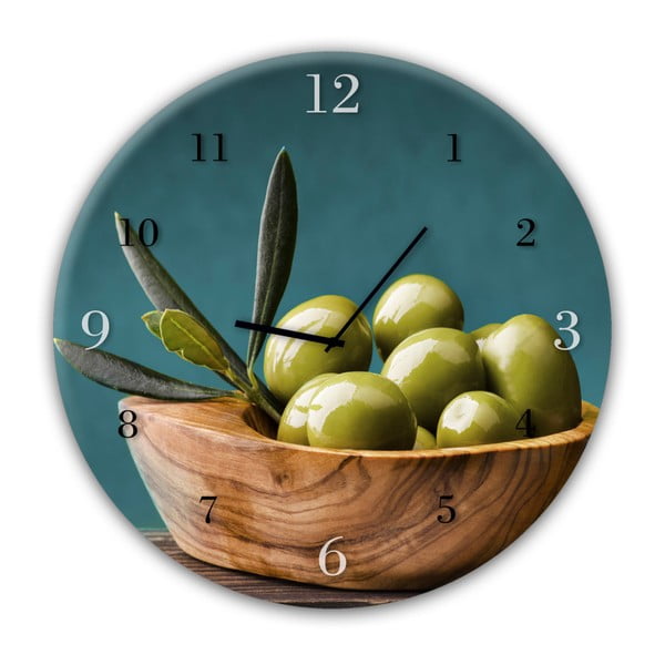 Zegar ścienny Styler Glassclock Olives, ⌀ 30 cm