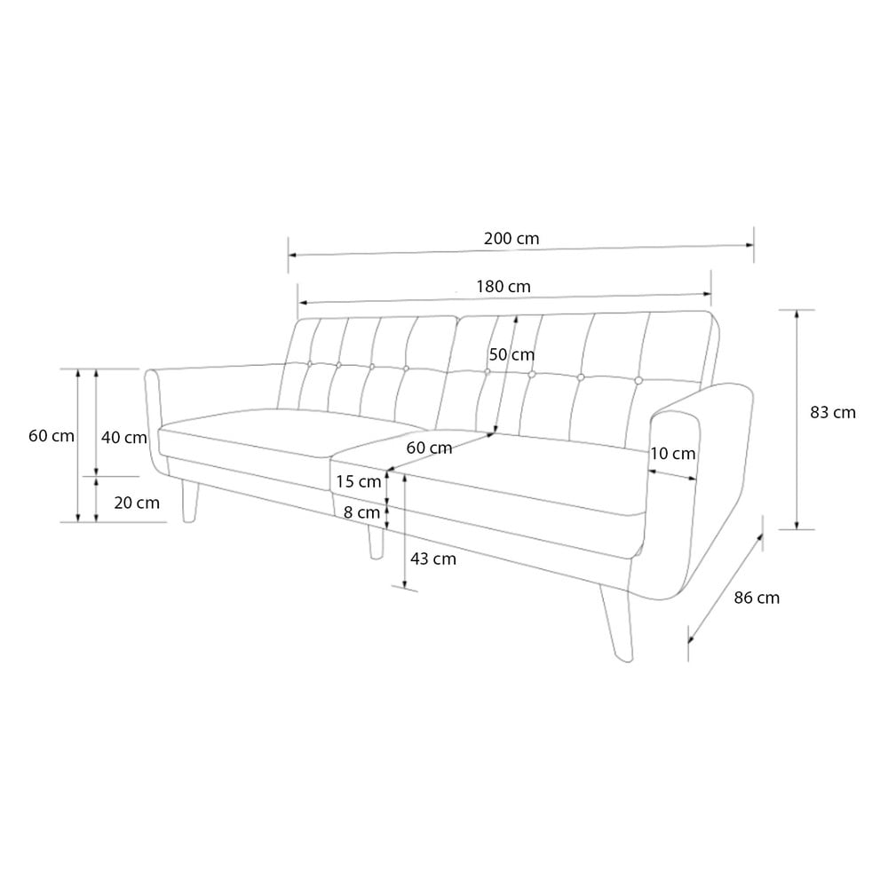 Niebieska sofa rozkładana 201 cm Nola – Støraa