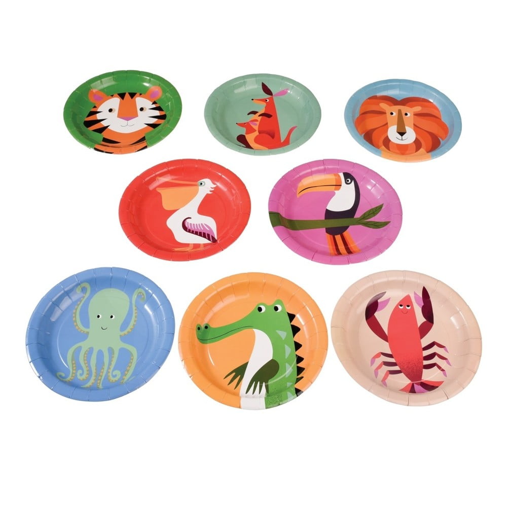 Zestaw 8 talerzy papierowych Rex London Colourful Creatures