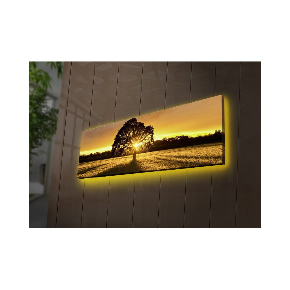 Фото - Картина Podświetlany obraz Wallity Tree, 90x30 cm czarny,żółty