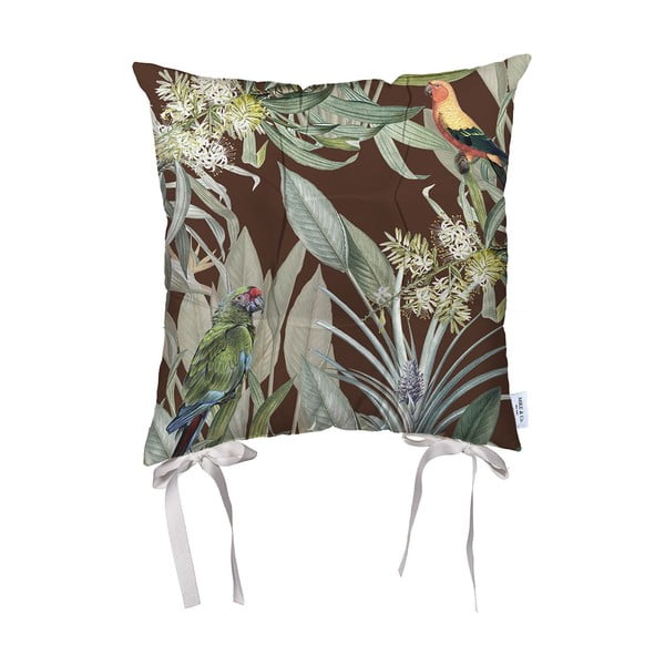Brązowa poduszka na krzesło z mikrowłókna Mike & Co. NEW YORK Jungle Birds, 43x43 cm