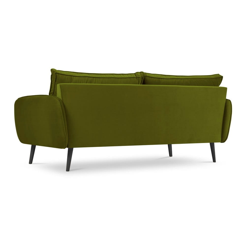 Zielona aksamitna sofa z czarnymi nogami Kooko Home Lento, 198 cm