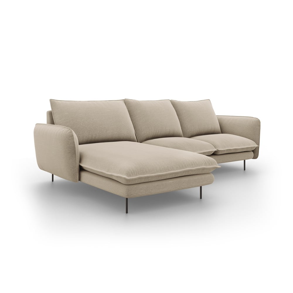 Beżowa sofa narożna Cosmopolitan Design Vienna, lewostronna