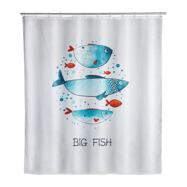 Zasłona prysznicowa odpowiednia do prania Wenko Big Fish, 180x200 cm