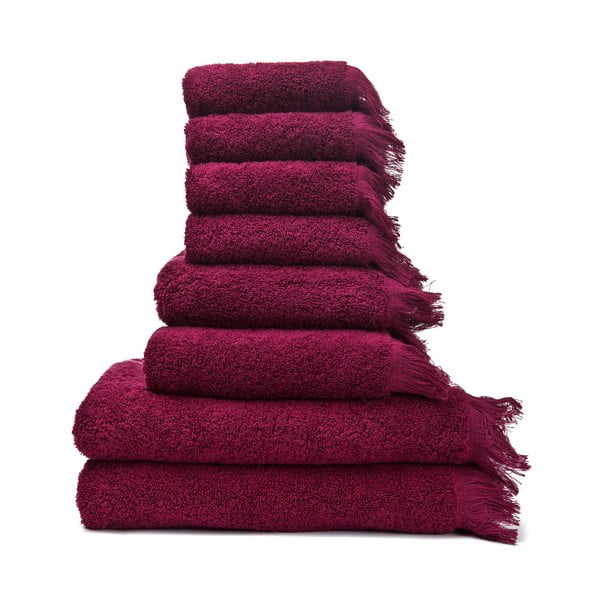 Zestaw 8 bordowych ręczników ze 100% bawełny Bonami Selection