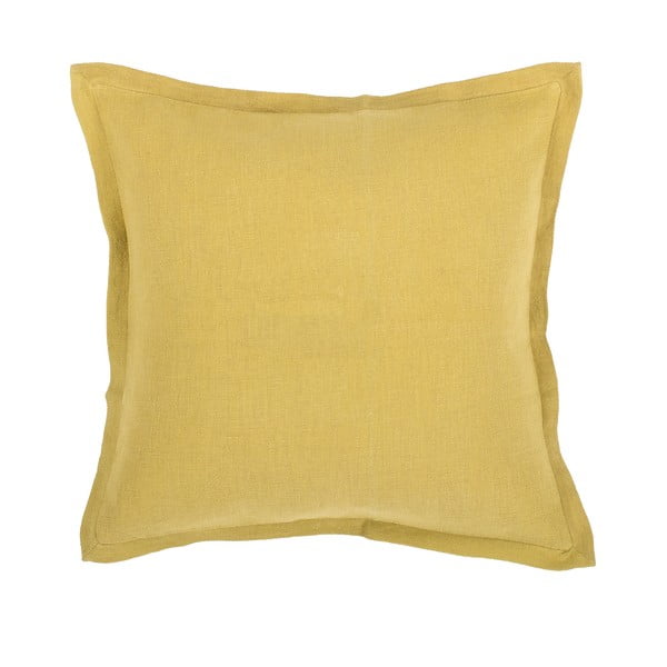 Zielonożółta poduszka z domieszką lnu Tiseco Home Studio, 45x45 cm