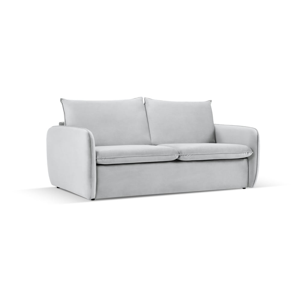 Jasnoszara aksamitna rozkładana sofa 214 cm Vienna – Cosmopolitan Design