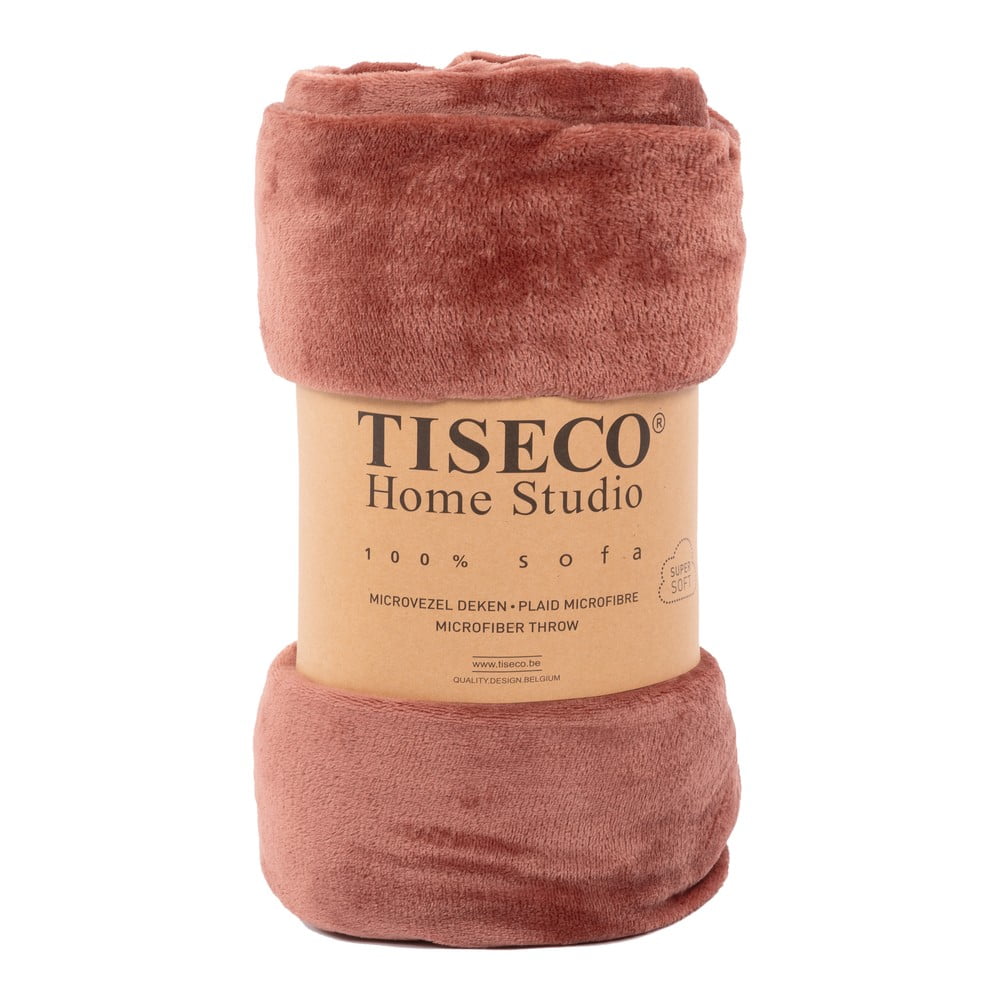 Różowy koc z mikropluszu Tiseco Home Studio, 220x240 cm