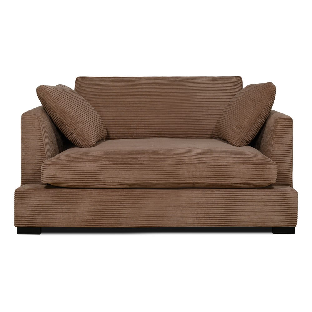 Jasnobrązowa sztruksowa sofa 132 cm Mobby – Scandic