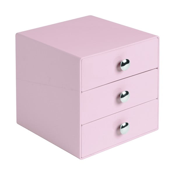 Różowy 3-poziomowy organizer z szufladami iDesign, 16,5x16,5 cm