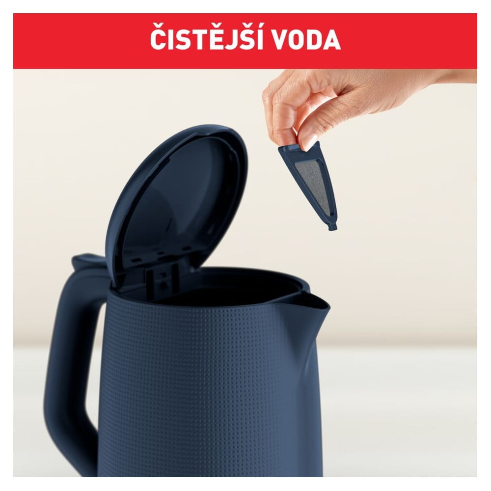 Ciemnoniebieski plastikowy czajnik elektryczny 1,7 l KO2M0410 – Tefal