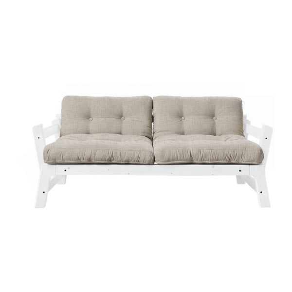 Sofa rozkładana z beżowym lnianym pokryciem Karup Design Step White/Linen