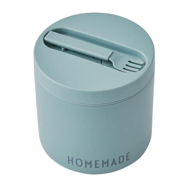 Turkusowy pojemnik termiczny z łyżką Design Letters Homemade, wys. 11,4 cm