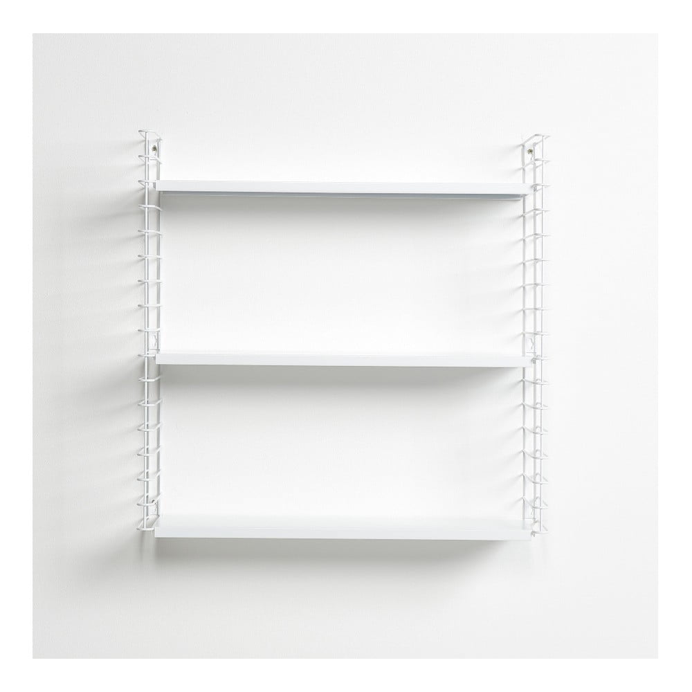 Półka 3-poziomowa z białymi elementami Metaltex Libro, dł. 70 cm