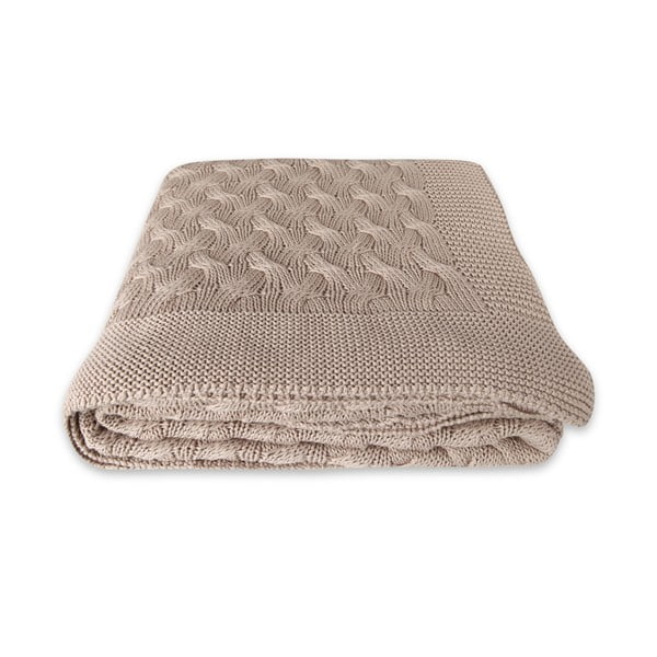 Beżowy bawełniany koc Homemania Decor Softy, 130x170 cm